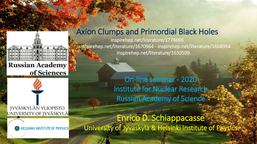 Pdf Axion Clumps And Primordial Black Holes On Line Seminar Institute For Nuclear Research Russian Academy Of Science