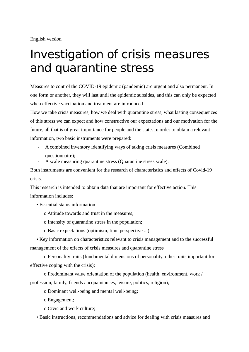 essay about stress and quarantine