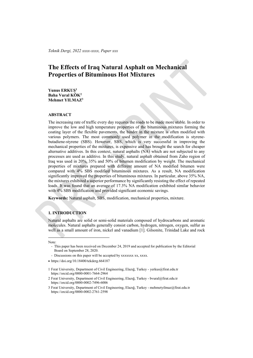 PDF The Effects of Iraq Natural Asphalt on Mechanical Properties  