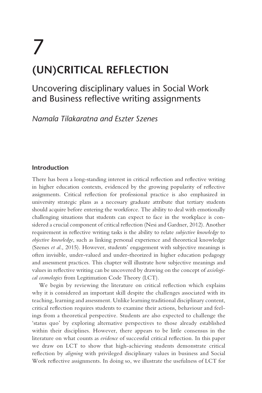 critical reflection in social work essay