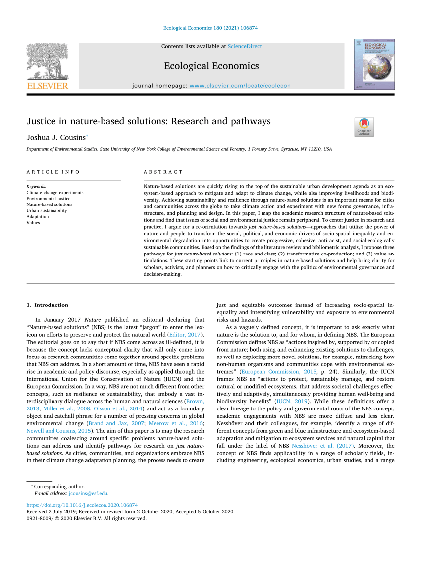 PDF Justice in nature based solutions Research and pathways