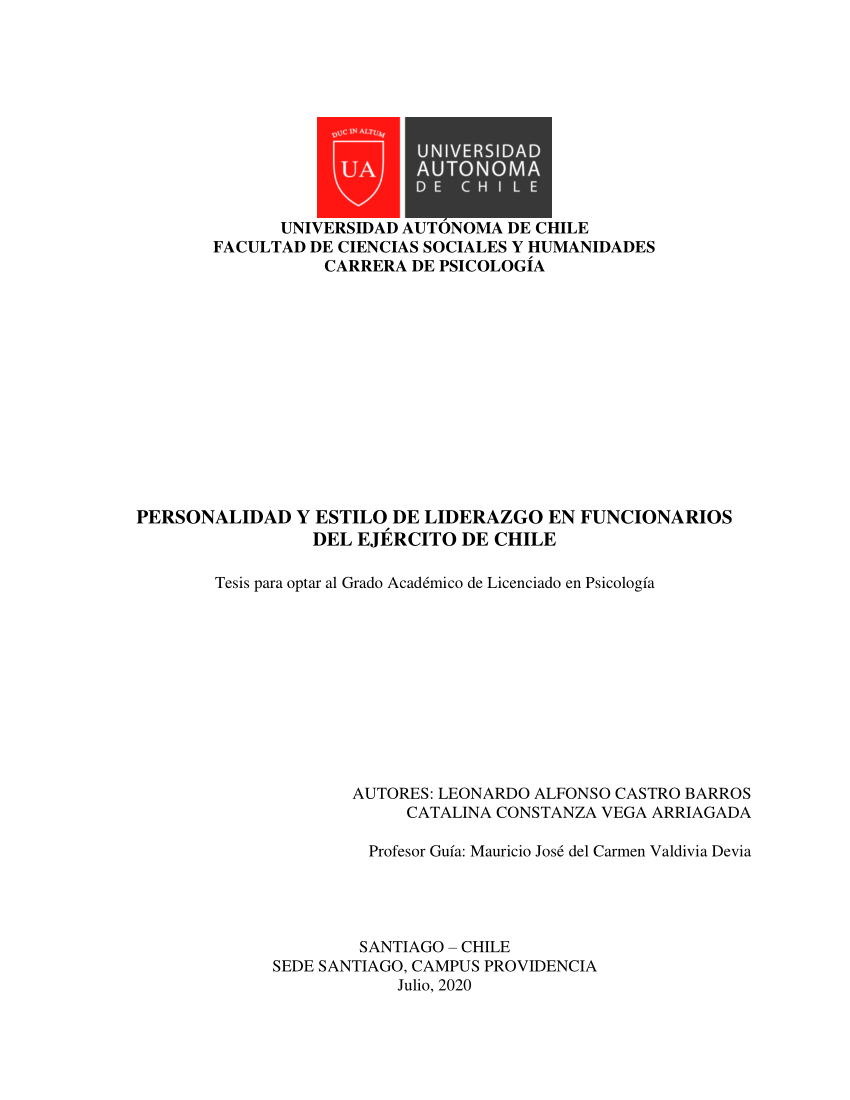 Pdf Personalidad Y Estilo De Liderazgo En Funcionarios Del Ejercito De Chile