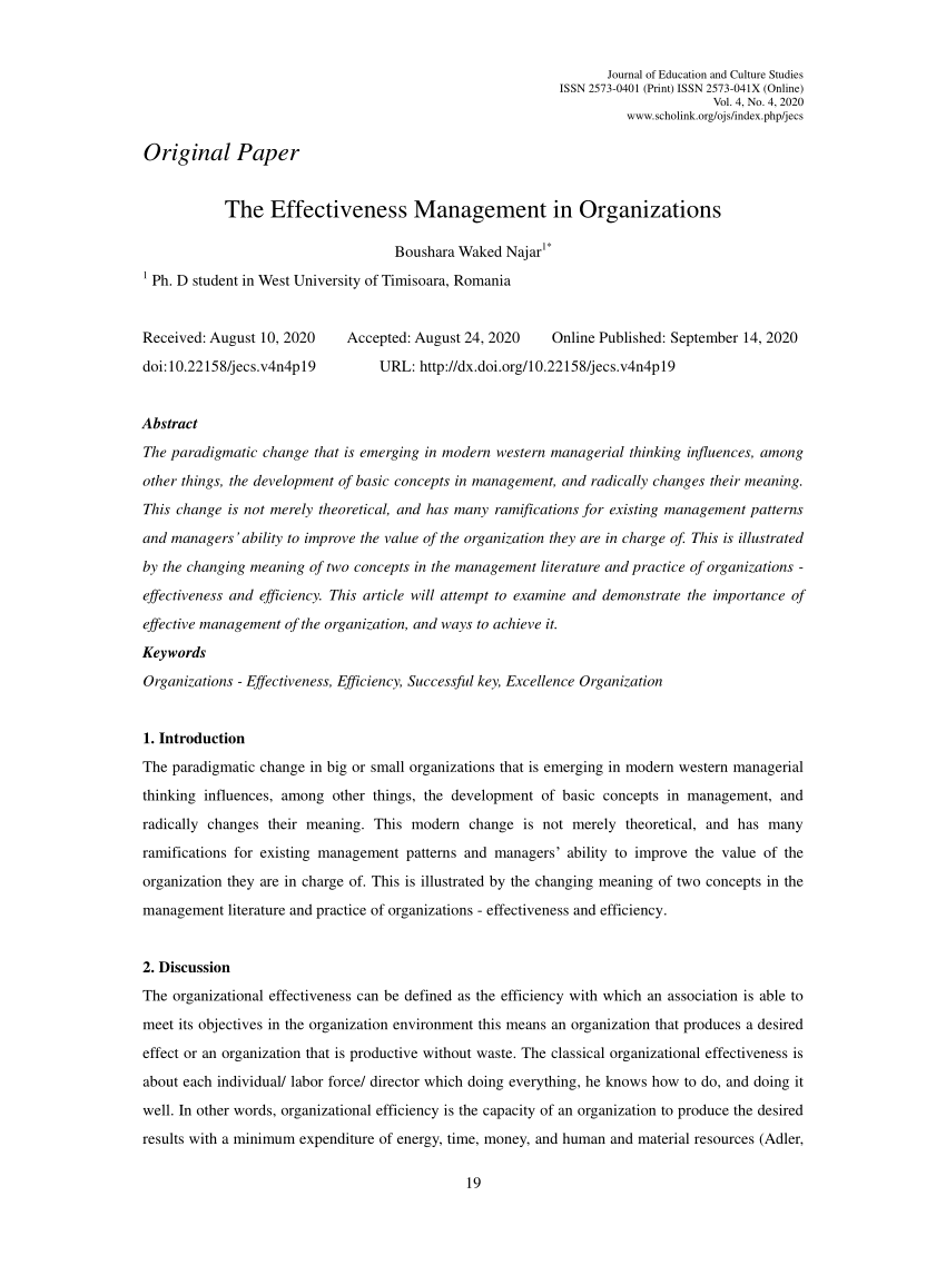 research paper on effective management