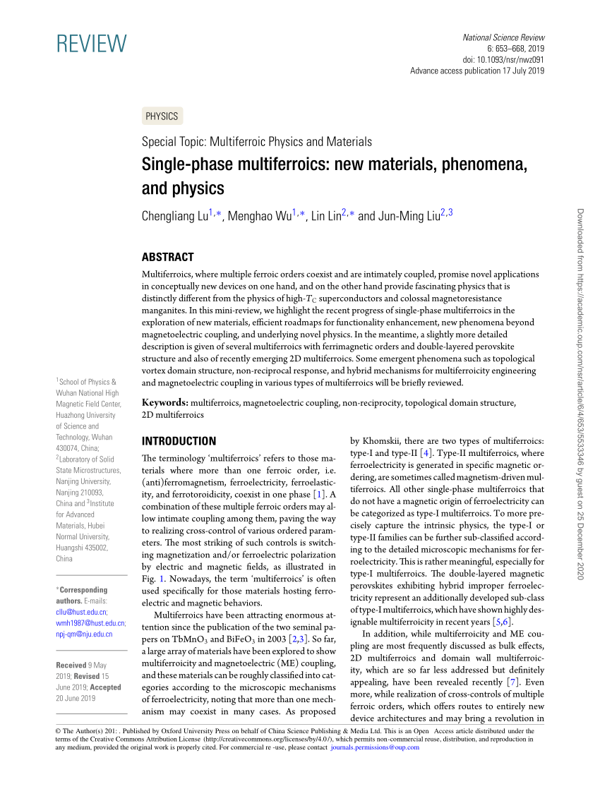 PDF) Single-phase multiferroics: new materials, phenomena, and physics