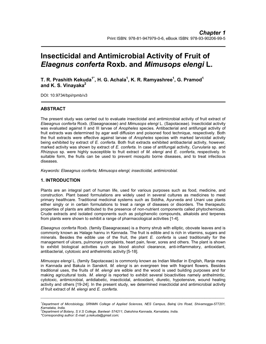 Pdf Insecticidal And Antimicrobial Activity Of Fruit Of Elaegnus Conferta Roxb And Mimusops Elengi L - 22 bantwal karnataka roblox account complaints and reports