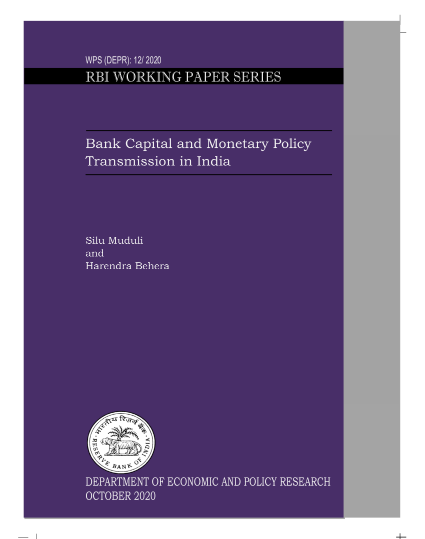 (PDF) RBI WORKING PAPER SERIES Bank Capital and Monetary Policy ...