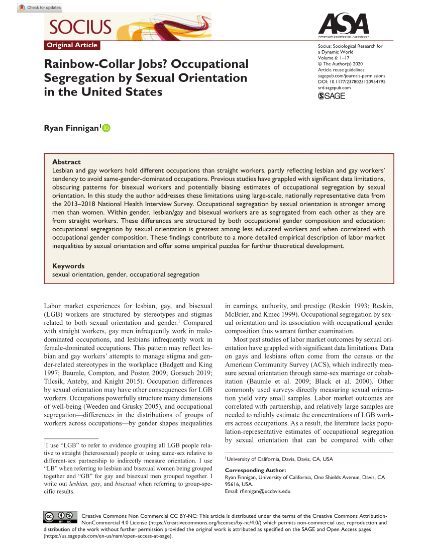 PDF) Rainbow-Collar Jobs? Occupational Segregation by Sexual Orientation in  the United States