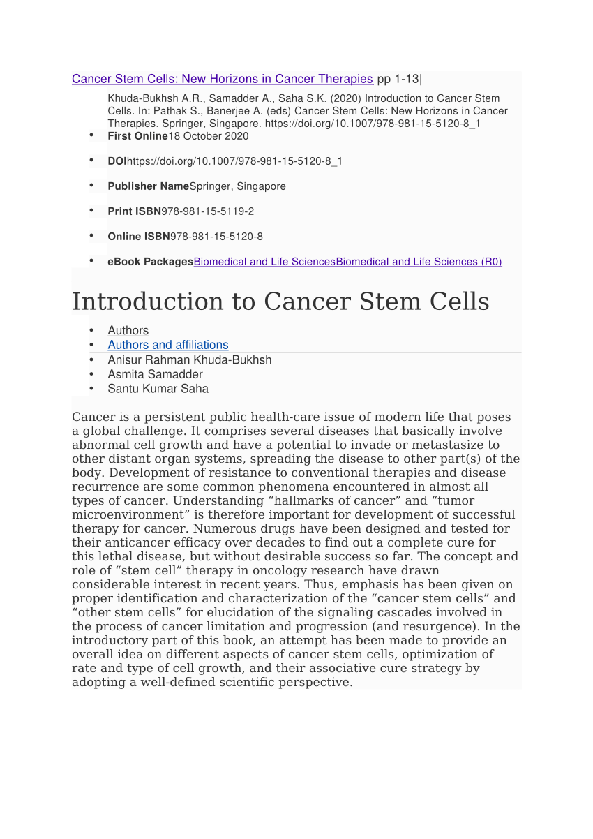 cancer cells research paper