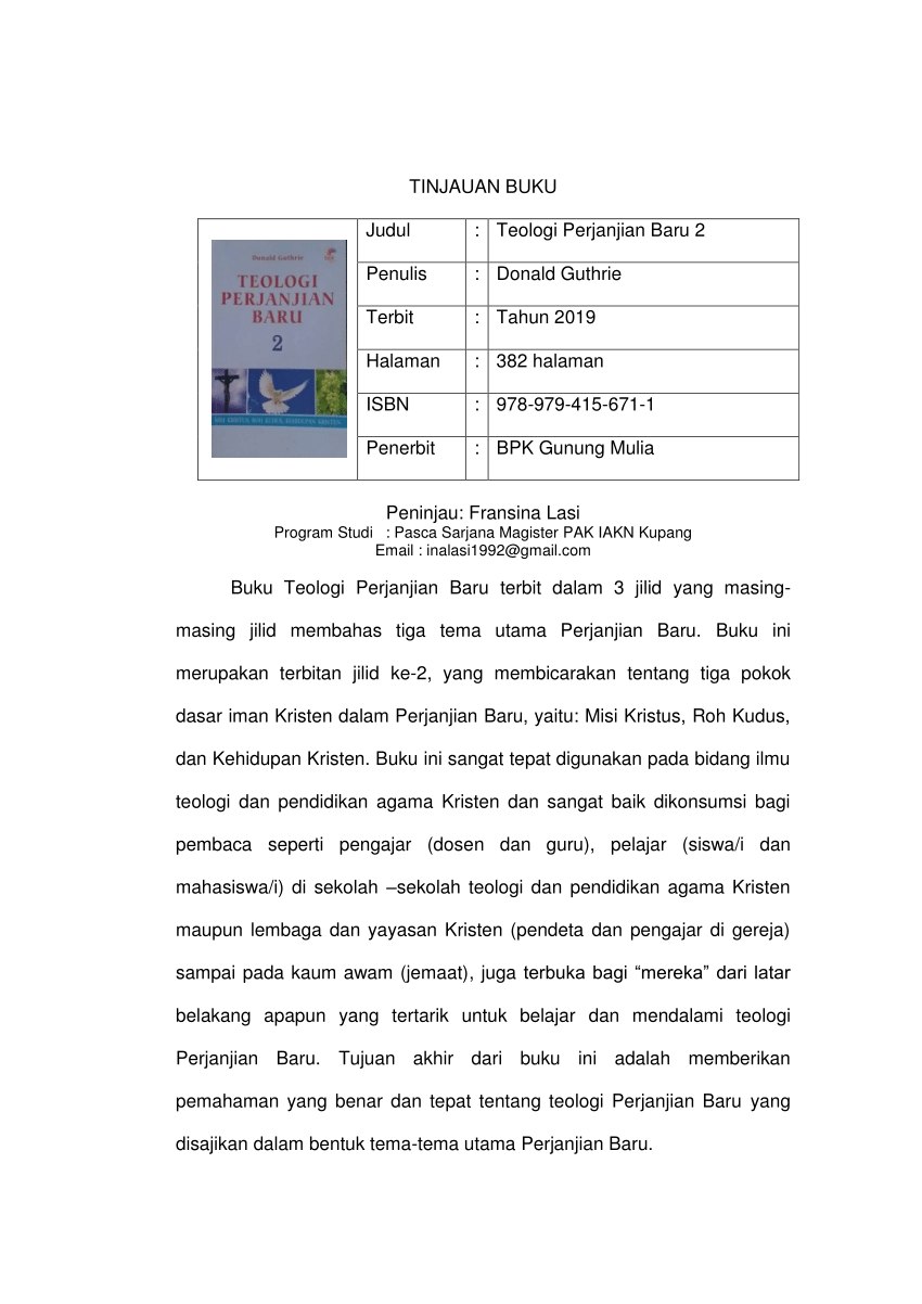 Pdf Teologi Perjanjian Baru 2