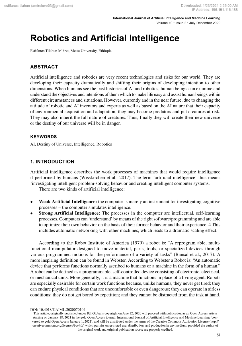 research paper on robotics project