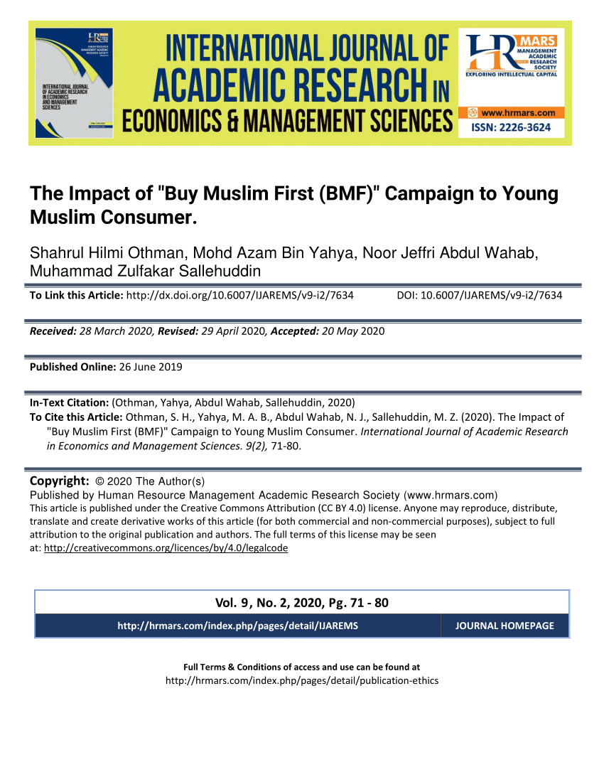 Pdf The Impact Of Buy Muslim First Bmf Campaign To Young Muslim Consumer