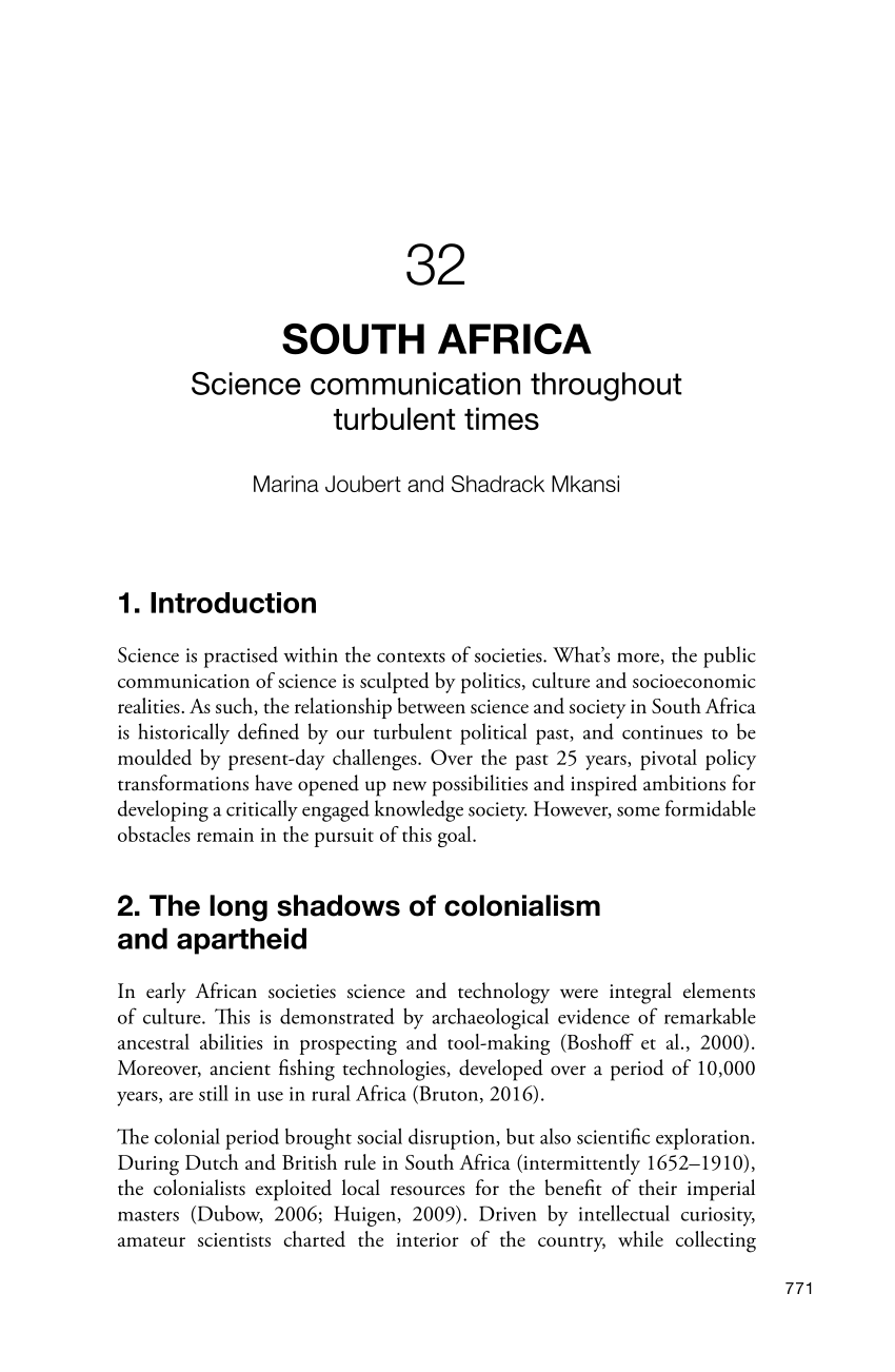 PDF) South Africa Science communication throughout turbulent times