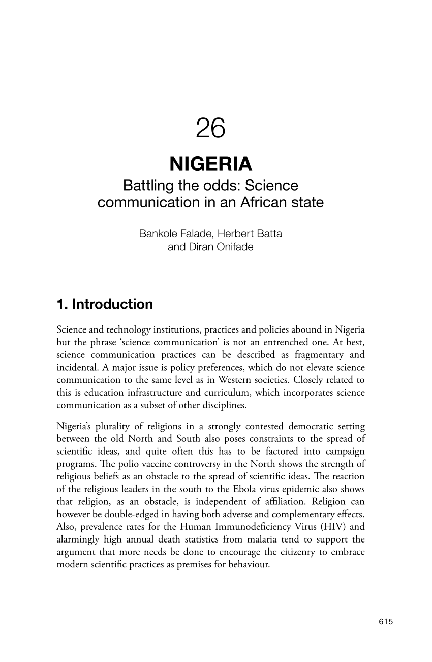 PDF) Nigeria: Battling the odds: Science communication in an African state