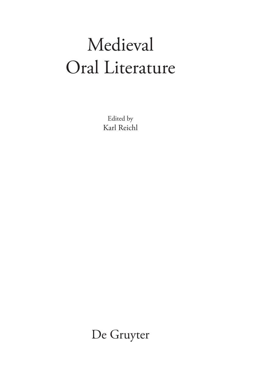 Pdf 1 Plotting The Map Of Medieval Oral Literature