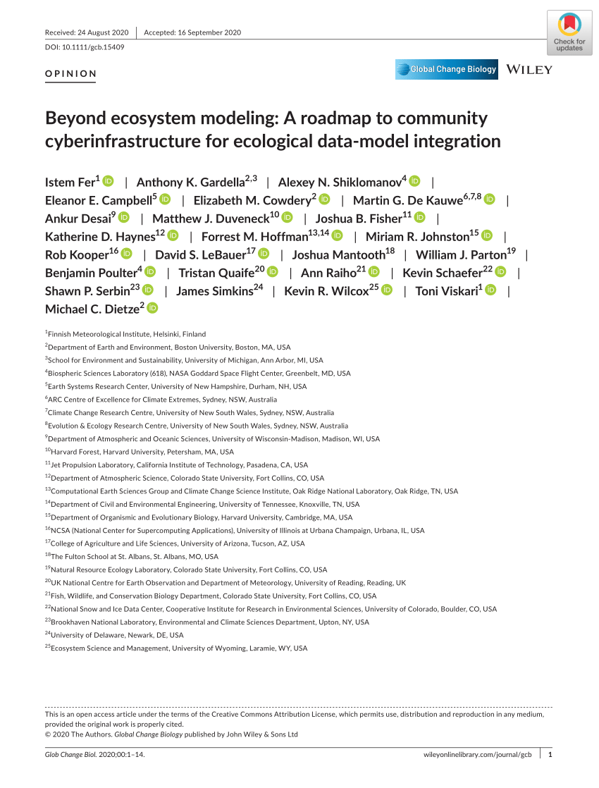 Pdf Beyond Ecosystem Modeling A Roadmap To Community Cyberinfrastructure For Ecological Data Model Integration