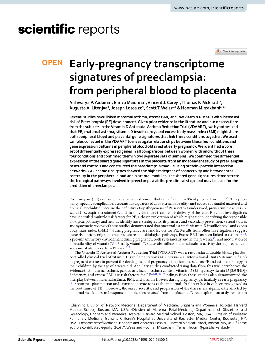 Integrative transcriptome analysis reveals dysregulation of canonical  cancer molecular pathways in placenta leading to preeclampsia