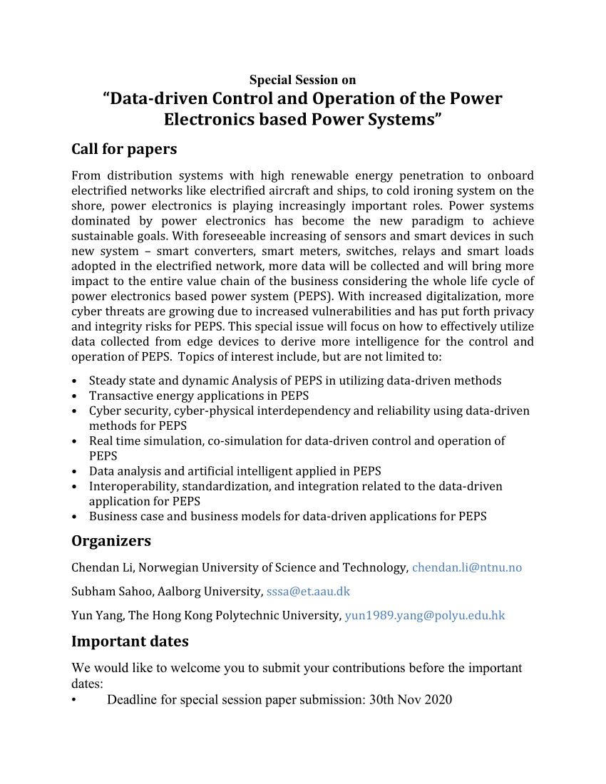 (PDF) "Datadriven Control and Operation of the Power Electronics based