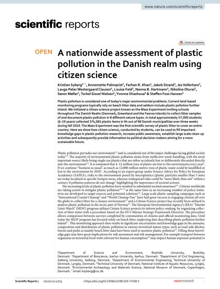 PDF) of plastic pollution in the Danish realm citizen science