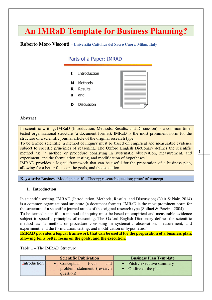 example of research paper using imrad format
