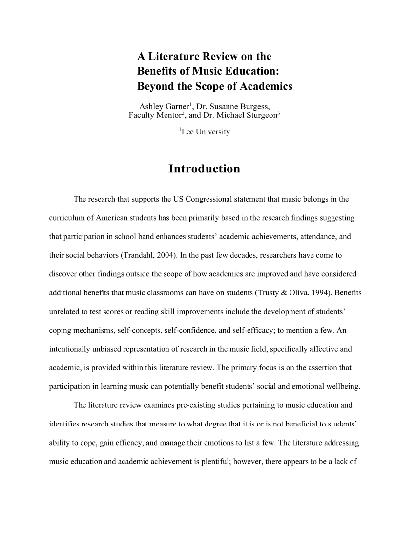 music education literature review