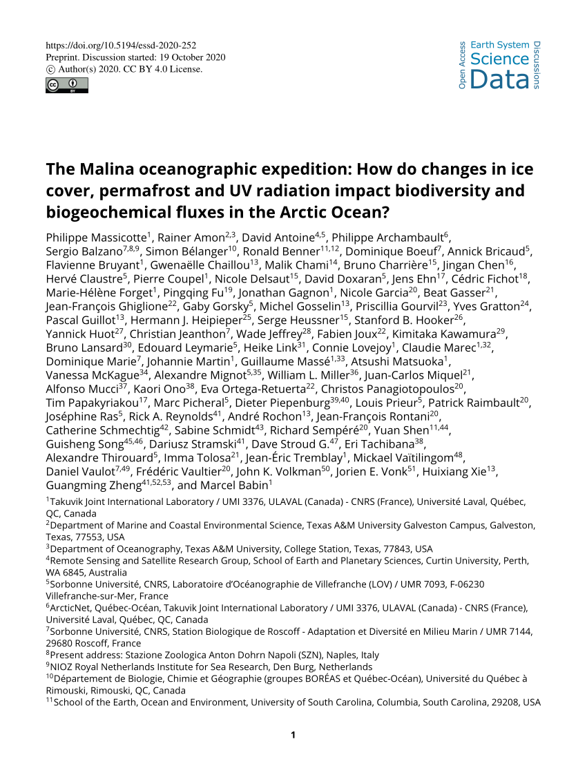 PDF) The Malina oceanographic expedition: How do changes in ice ...
