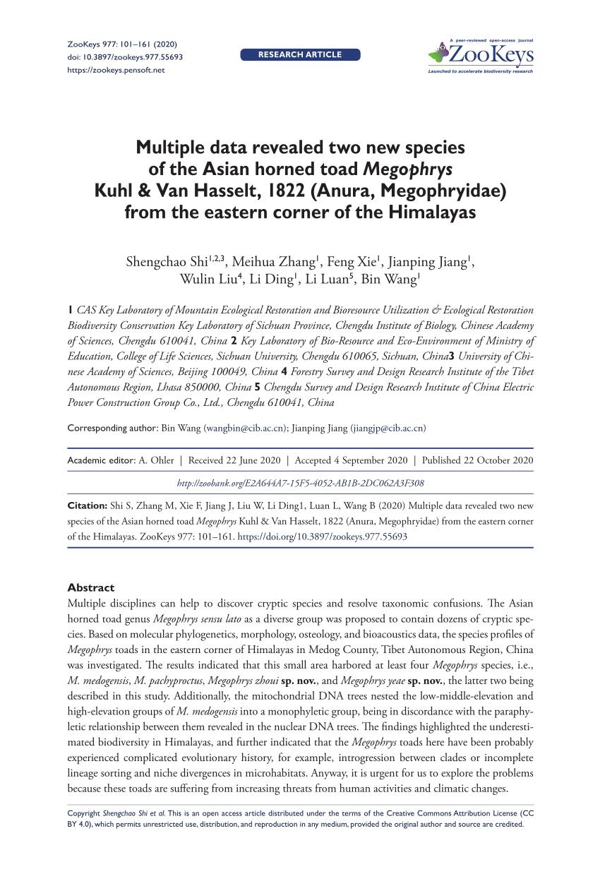 PDF) Multiple data revealed two new species of the Asian horned 