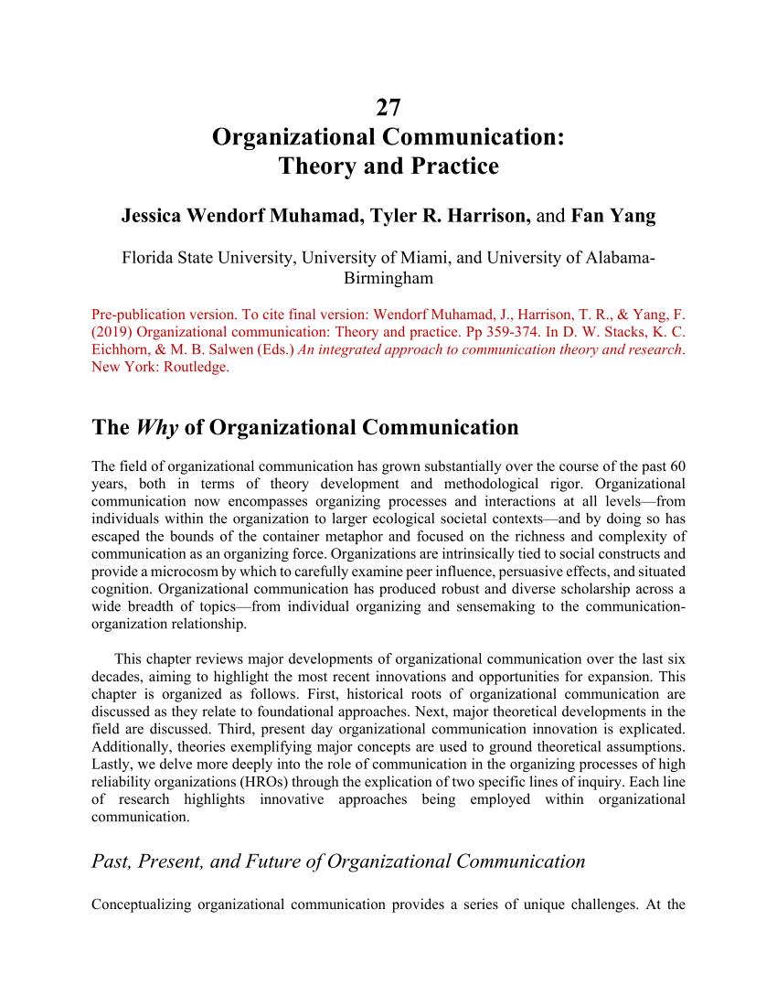 research paper on organizational communication