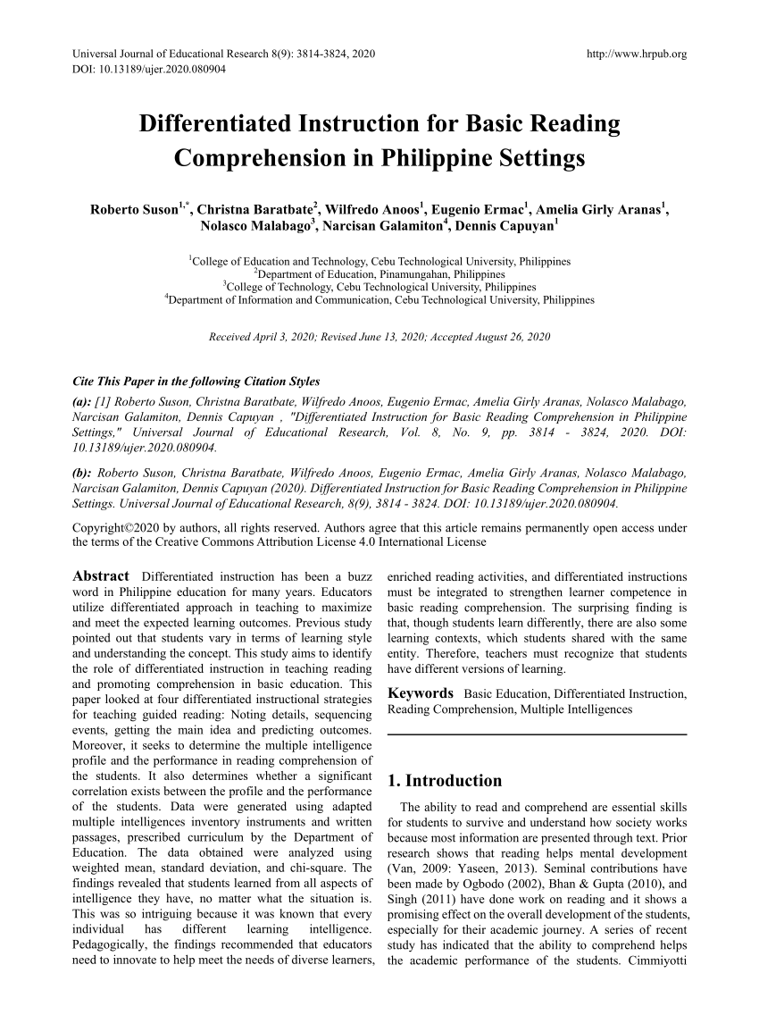 research paper about reading comprehension in the philippines