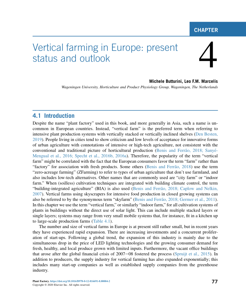 (PDF) Vertical farming in Europe present status and outlook