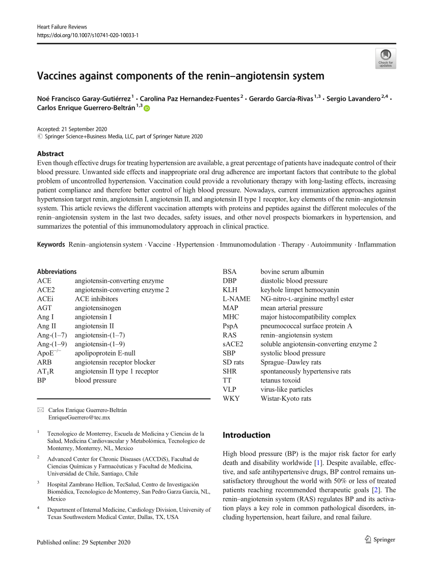 PDF) Vaccines against components of the renin–angiotensin system