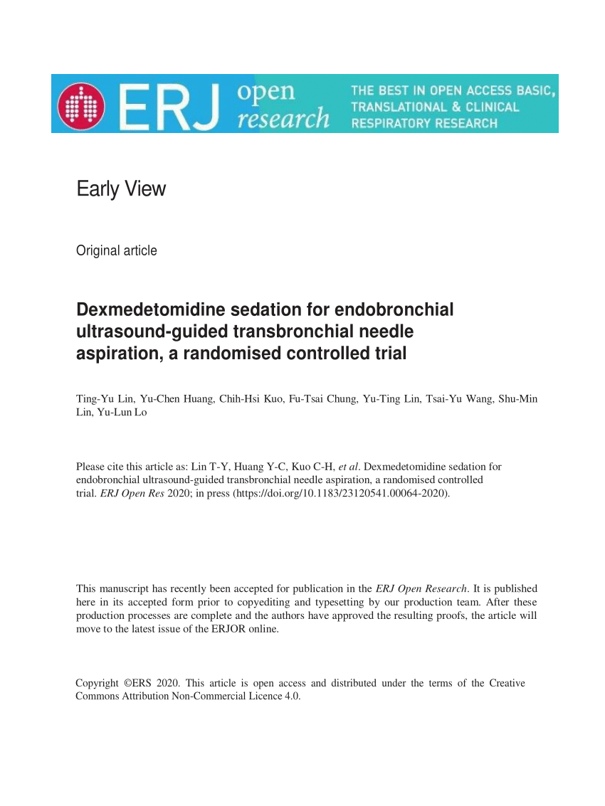 PDF) Dexmedetomidine sedation for endobronchial ultrasound-guided ...