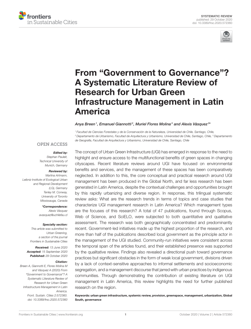 governance a systematic literature review