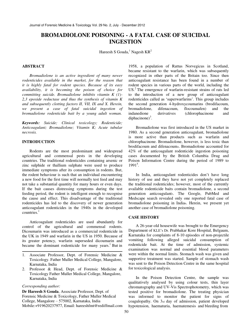 Rat poison forensic toxicology