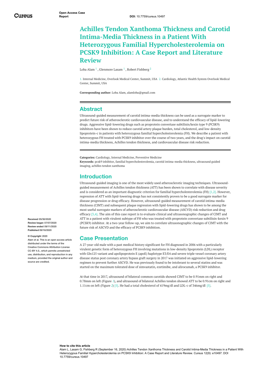 Pdf Achilles Tendon Xanthoma Thickness And Carotid Intima Media Thickness In A Patient With 5994