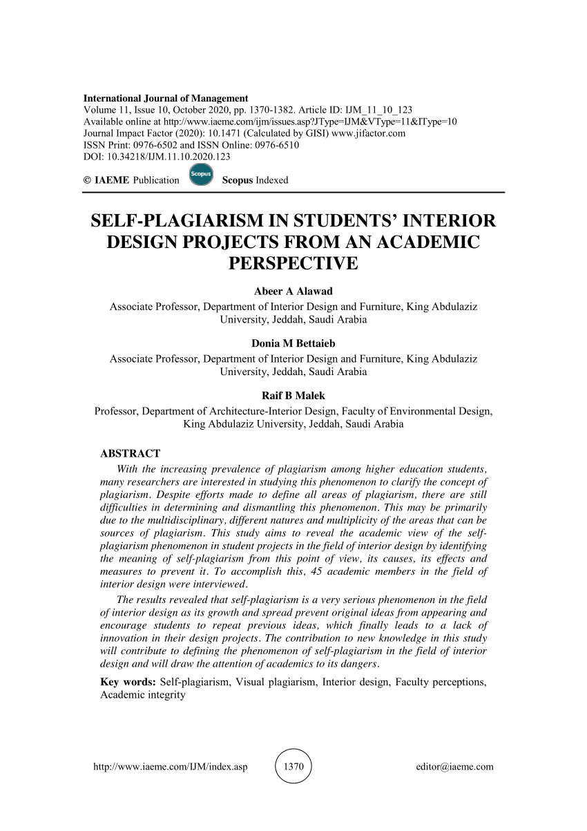 Pdf Self Plagiarism In Students Interior Design Projects From An Academic Perspective