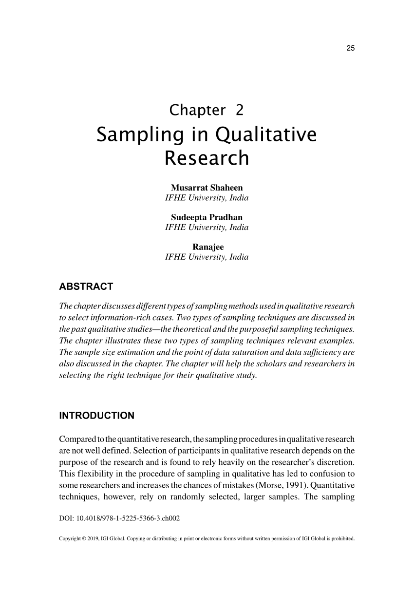 how to write sampling method in qualitative research