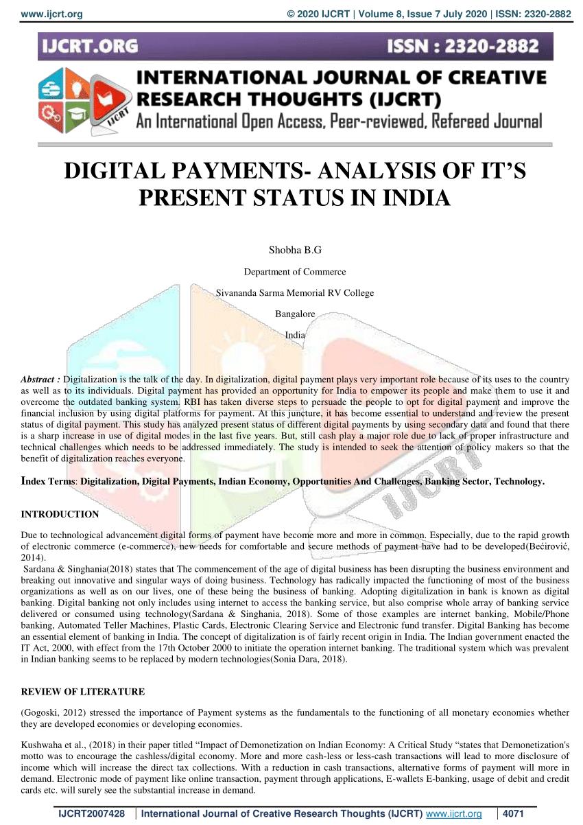 research paper on digital payments in india