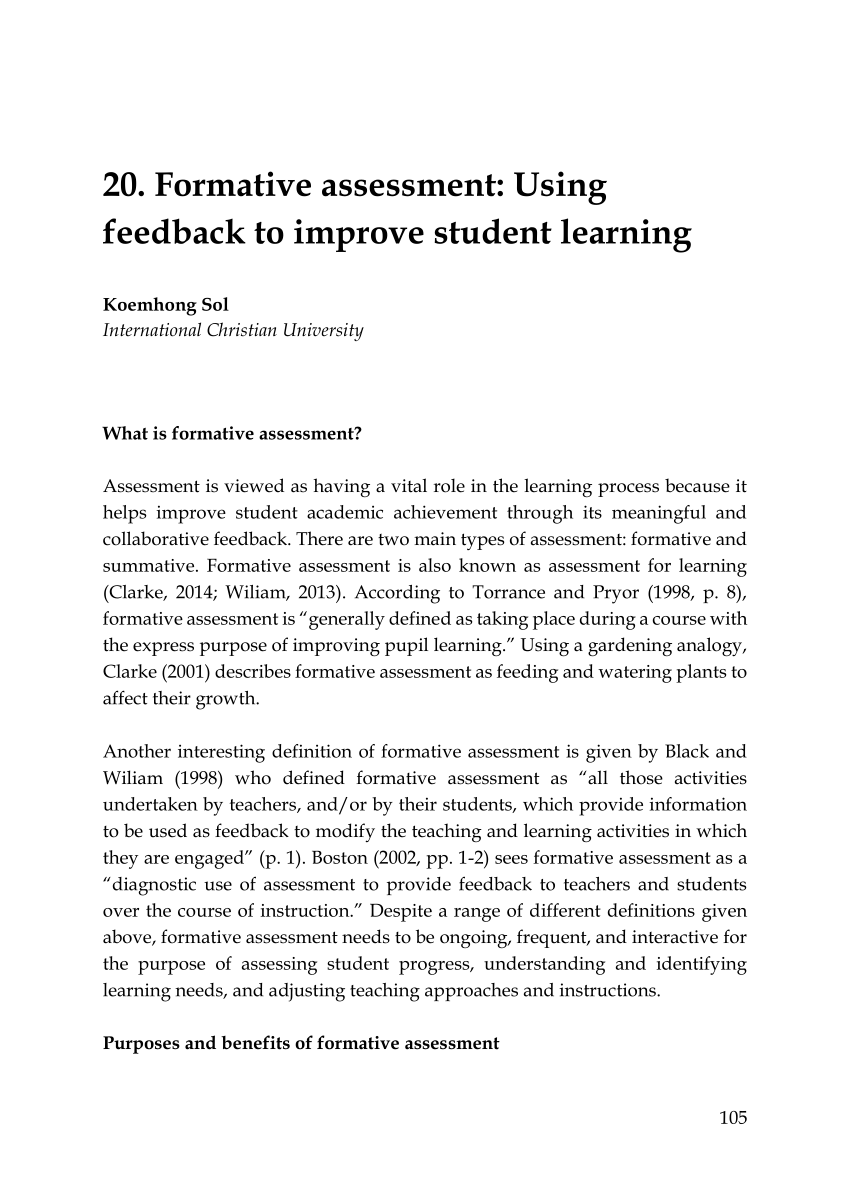 research on formative assessment and feedback