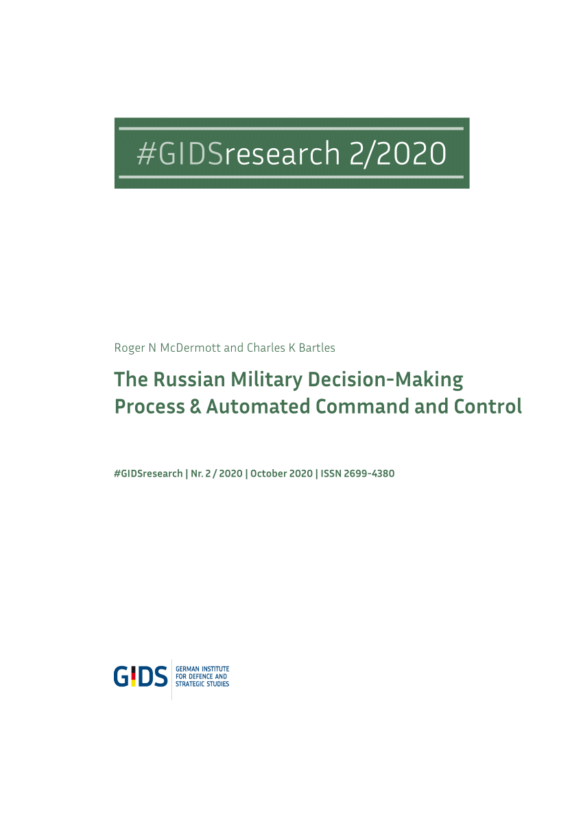 Pdf The Russian Military Decision Making Process Automated Command And Control