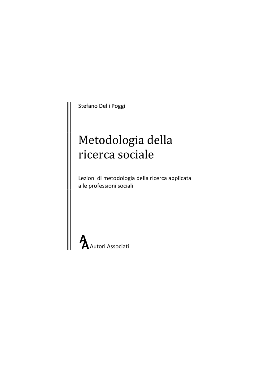 Pdf Metodologia Della Ricerca Sociale Lezioni Di Metodologia Della Ricerca Applicata Alle