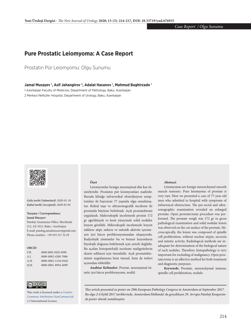 Pdf Pure Prostatic Leiomyoma A Case Report