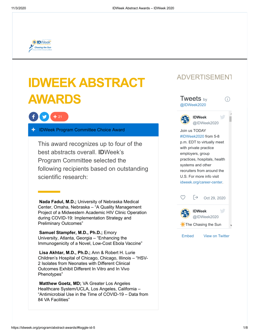 (PDF) IDWEEK ABSTRACT AWARDS 21