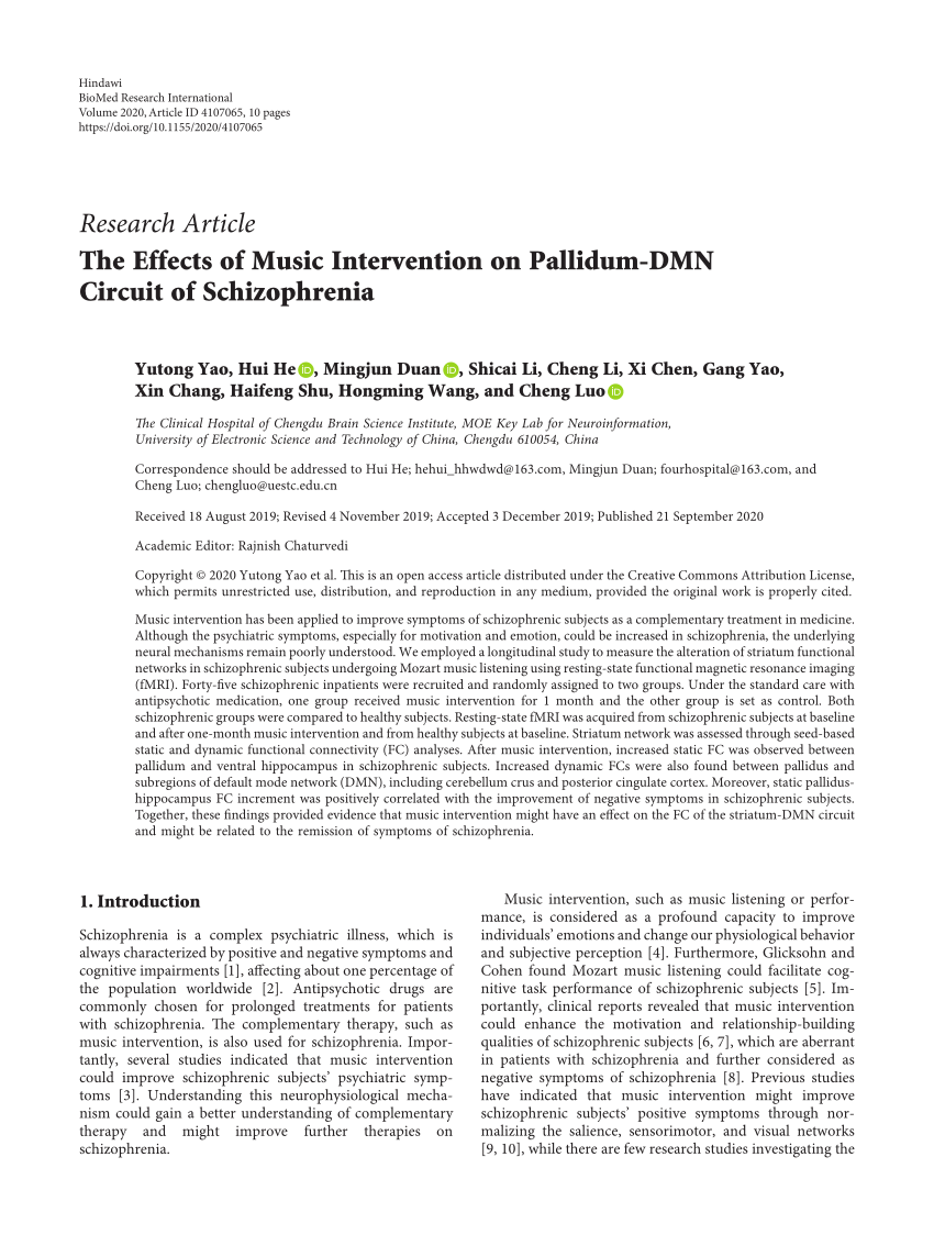 PDF) The Effects of Music Intervention on Pallidum-DMN Circuit of ...