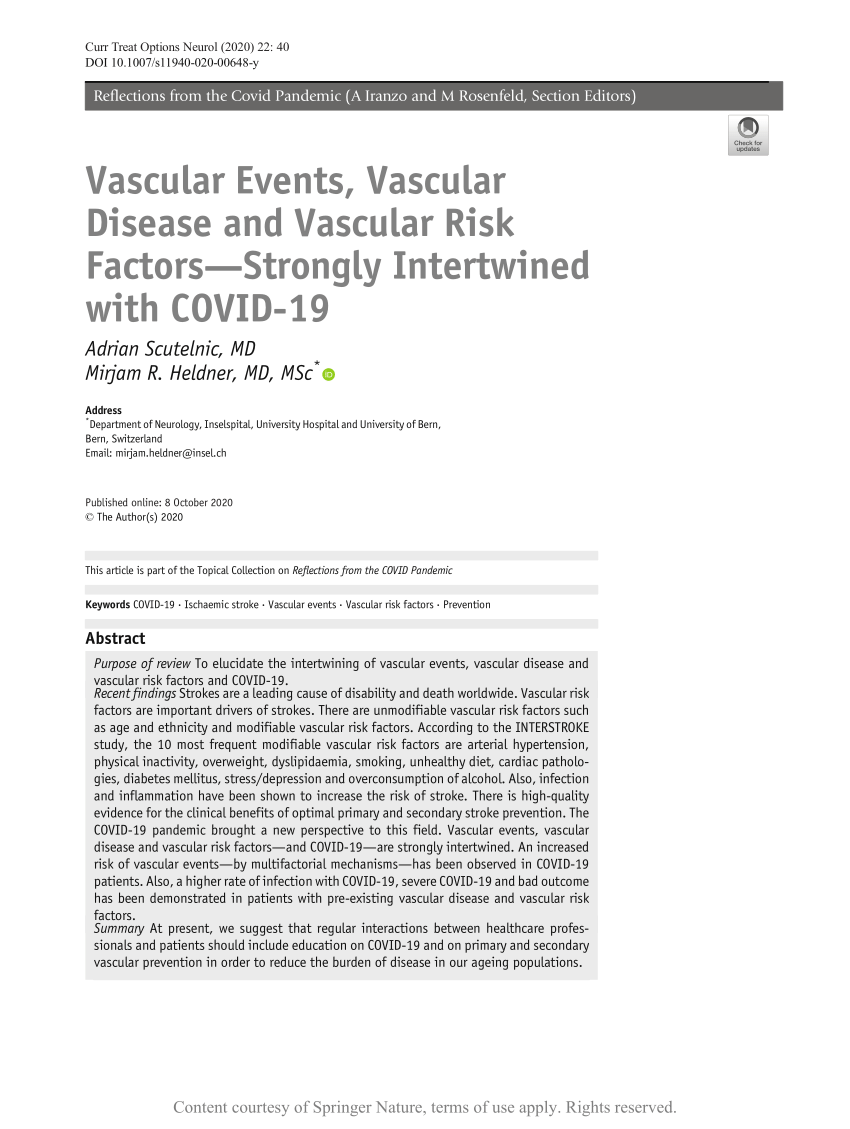 PDF) Vascular Events, Vascular Disease and Vascular Risk Factors 