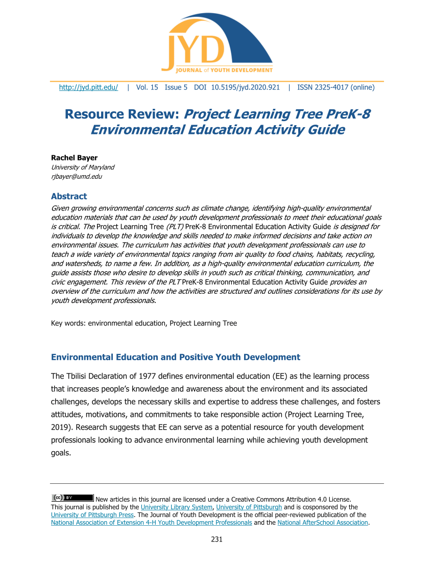 project learning tree environmental education activity guide