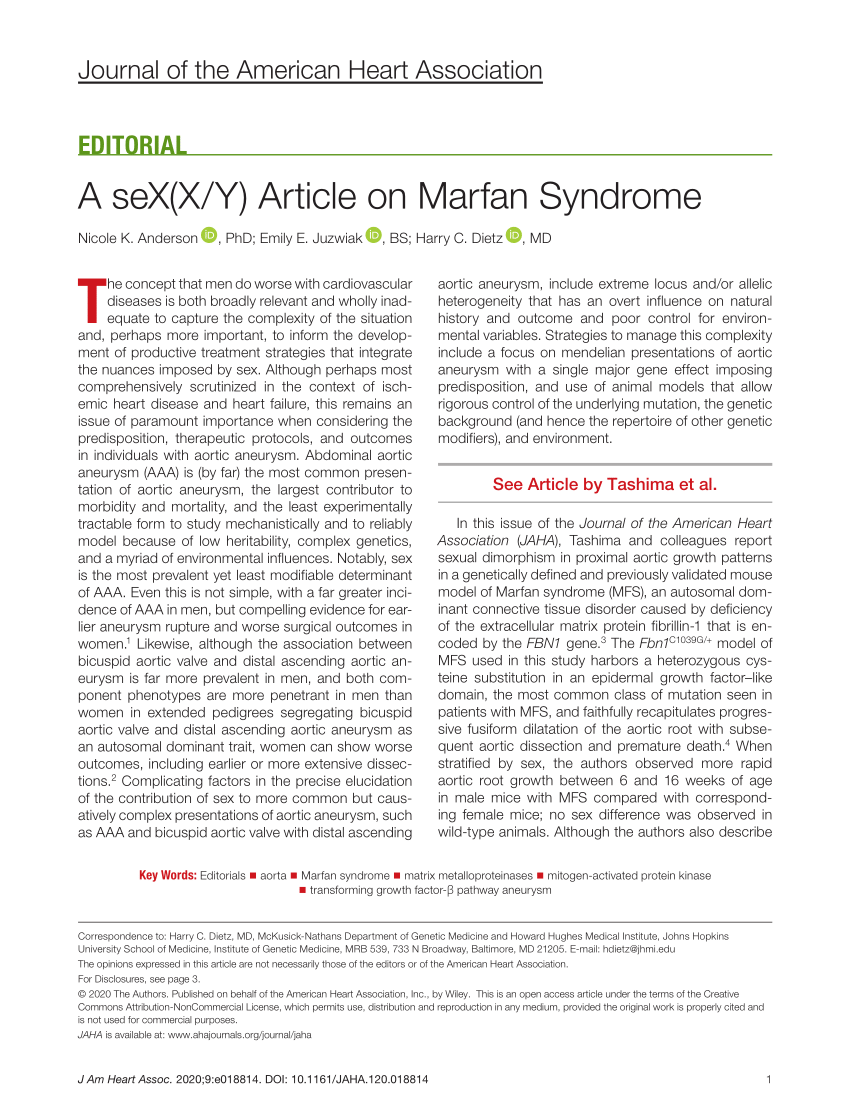 Pdf A Sexxy Article On Marfan Syndrome 1914