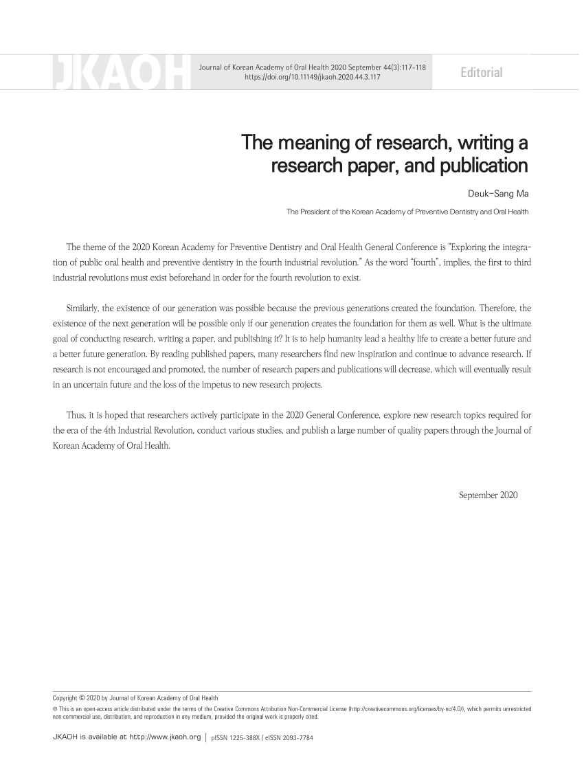 research article for publication meaning