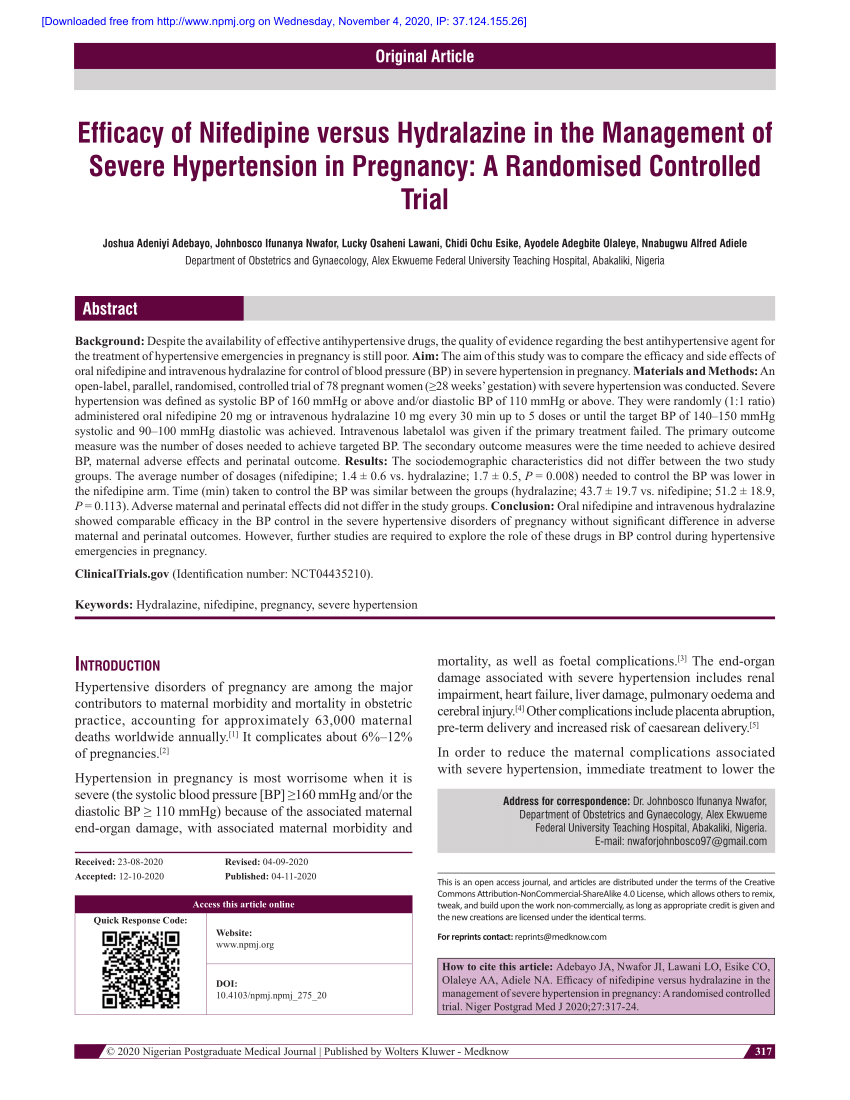 A comparative evaluation of intravenous labetalol versus oral nifedipine  for control of severe pregnancy-induced hypertension with low-dose regimen  