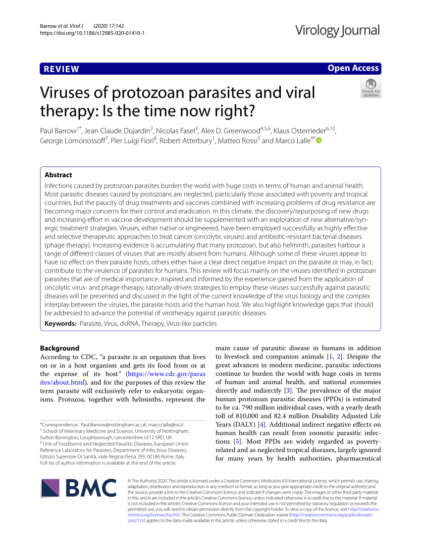 Pdf Viruses Of Protozoan Parasites And Viral Therapy Is The Time Now Right