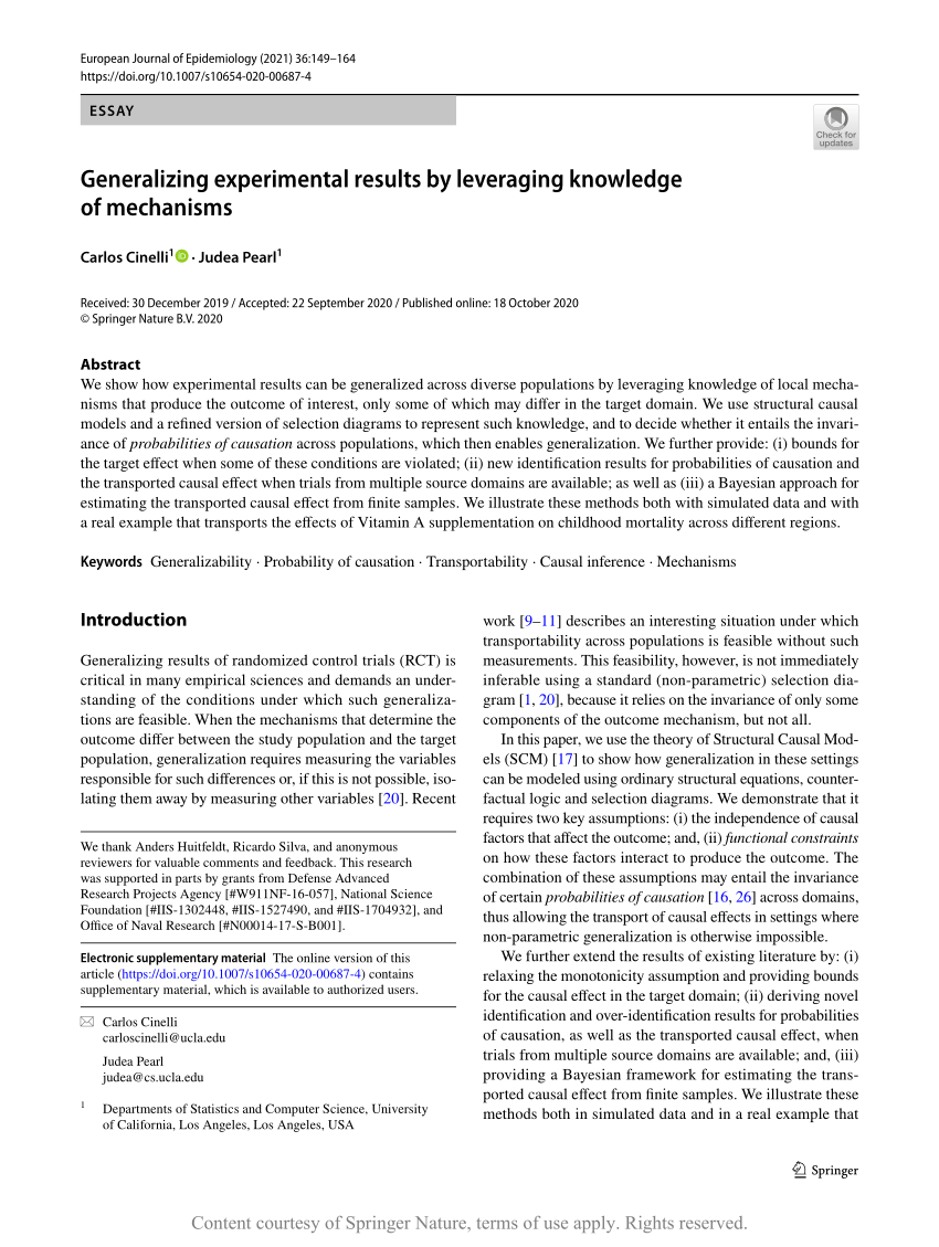 generalizing experimental results by leveraging knowledge of mechanisms